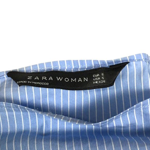 Zara Woman Tunic Dress Flower Embroidery Blue White Striped Women's S Casual‎ - Picture 5 of 9